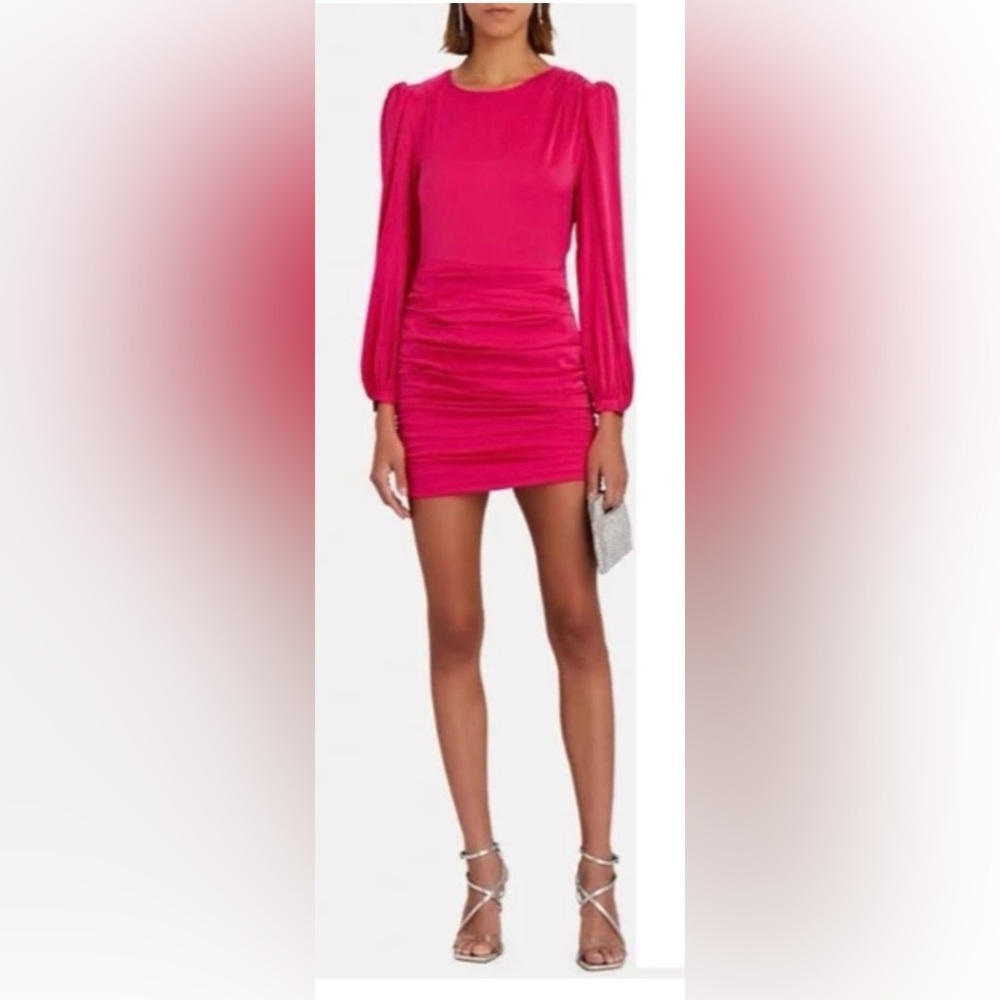 Intermix  JAYDA RUCHED CREPE DE CHINE MINI DRESS, size 4